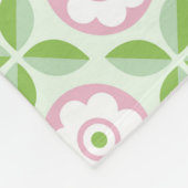 Retro Roze Groen Bloemen Geometrisch Patroon Fleece Deken (Hoek)