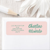 Retro Roze & Groen Handschrift Bruiloft Label (Insitu)
