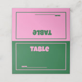 Retro Roze Groen Helder Bruiloft Plaats Kaart Plaatskaartje (Buitenkant ongevouwen)