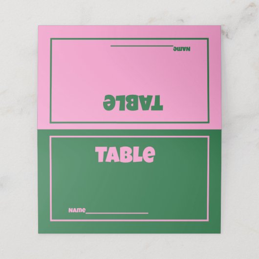 Retro Roze Groen Helder Bruiloft Plaats Kaart Plaatskaartje (Buitenkant ongevouwen)