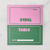 Retro Roze Groen Helder Bruiloft Plaats Kaart Plaatskaartje (Buitenkant ongevouwen)