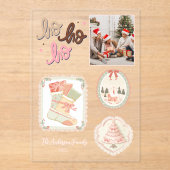 Retro Roze Groen Kerstmis Acryl Uitnodigingen (Voorkant)