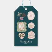 Retro Roze Groen Kerstmis Cadeaulabel (Voorkant)