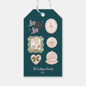 Retro Roze Groen Kerstmis Cadeaulabel (Achterkant)