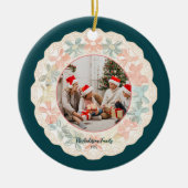 Retro Roze Groen Kerstmis Keramisch Ornament (Voorkant)