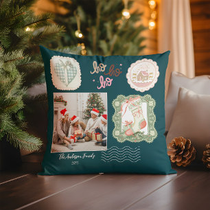 Retro Roze Groen Kerstmis Kussen