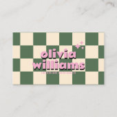 Retro Roze Groen Kleurrijke Groovy Geruite Funky Visitekaartje (Voorkant)