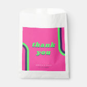 Retro Roze & Groen Verloving Dank u bruiloft Bedankzakje (Voorkant)