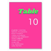 Retro Roze & Groen Zitting Grafiek Tafelnummer (Voorkant)