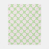 Retro Roze Groene Bloem Geometrisch Patroon Fleece Deken (Voorkant)