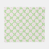 Retro Roze Groene Bloem Geometrisch Patroon Fleece Deken (Voorkant (Horizontaal))