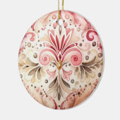 Retro Roze Groene Boho Aquarel Kerstmis Keramisch Ornament (Links)