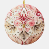 Retro Roze Groene Boho Aquarel Kerstmis Keramisch Ornament (Achterkant)