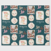 Retro roze groene kerst cadeaupapier (Vlak)