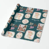 Retro roze groene kerst cadeaupapier (Uitgerold)