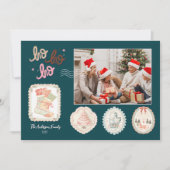 Retro roze groene kerst feestdagenkaart (Voorkant)
