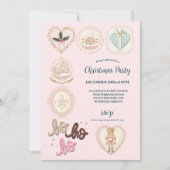 Retro roze groene kerst kaart (Voorkant)