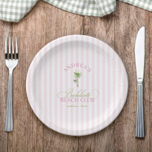 Retro Roze & Groene Palmboom Strand Bachelorette