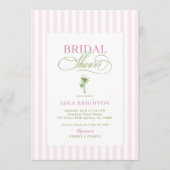 Retro Roze & Groene Palmboom Strand Bruidsdouche Kaart (Voorkant)