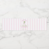 Retro Roze & Groene Palmboom Strand Bruidsfeest Waterfles Etiket (Enkel label)