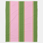 Retro Roze Groene Streep Patroon Fleece Deken (Voorkant)