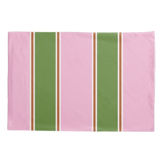 Retro roze groene streep patroon kussensloop (Achterkant)