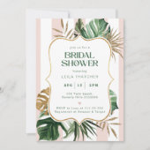 Retro roze groene strepen palmstrand vrijgezellenf kaart (Voorkant)