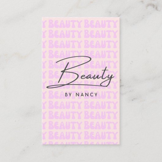 Retro Roze Groovy Beauty Salon Visitekaartje (Voorkant)