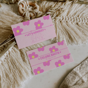 Retro Roze Groovy Bloemige Boho Meisjesachtige Uni Visitekaartje