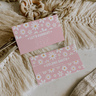 Retro Roze Groovy Bloemige Boho Meisjesachtige Uni Visitekaartje