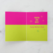 Retro Roze Groovy Bloemstuk Wow Mama Moederdag Kaart (Binnen)