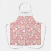 Retro Roze Groovy Geruit Hippie Custom Name Schort (Voorkant)