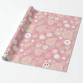 Retro Roze Groovy Geruit Hippie Patroon Cadeaupapier (Uitgerold)
