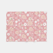 Retro Roze Groovy Geruit Hippie Patroon Fleece Deken (Voorkant (Horizontaal))