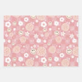 Retro Roze Groovy Geruit Hippie Patroon Inpakpapier Vel (Voorkant 3)