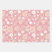 Retro Roze Groovy Geruit Hippie Patroon Inpakpapier Vel (Voorkant 2)