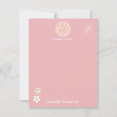 Retro Roze Groovy Geruit Hippie Patroon Notitiekaartje (Voorkant)