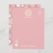 Retro Roze Groovy Geruit Hippie Patroon Notitiekaartje (Voorkant / Achterkant)