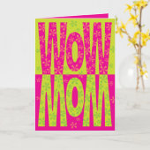 Retro Roze Groovy Groovy Floral Wow Mom Moederdag Kaart (Gele Bloem)