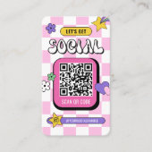 Retro Roze Groovy Logo Social Media QR Code Visitekaartje (Voorkant)