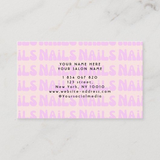 Retro Roze Groovy Nails Patroon Visitekaartje (Achterkant)