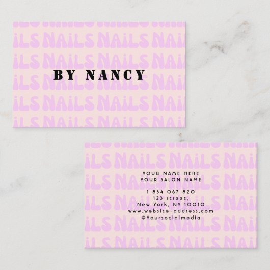Retro Roze Groovy Nails Patroon Visitekaartje (Voorkant / Achterkant)