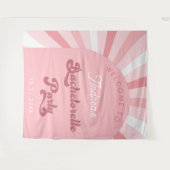 Retro Roze Groovy vrijgezellenfeest achtergrond Wandkleed (Voorkant (horizontaal))