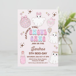 Retro Roze Halloween Meisjes Ghoul Gang Verjaardag Kaart