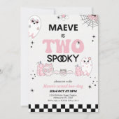 Retro Roze Halloween Twee Spooky 2e Verjaardag Kaart (Voorkant)