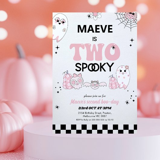 Retro Roze Halloween Twee Spooky 2e Verjaardag Kaart