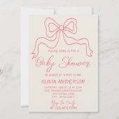 Retro Roze Hand Geschreven Getrokken Boog Baby Mei Kaart (Voorkant)