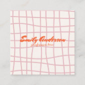 Retro Roze Hand Geschreven Getrokken Groovy Girly  Vierkante Visitekaartje (Voorkant)