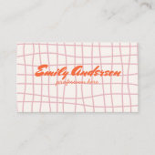 Retro Roze Hand Geschreven Getrokken Groovy Girly  Visitekaartje (Voorkant)