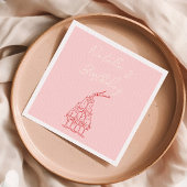 Retro Roze Hand getrokken Champagne Tower Verjaard Servet